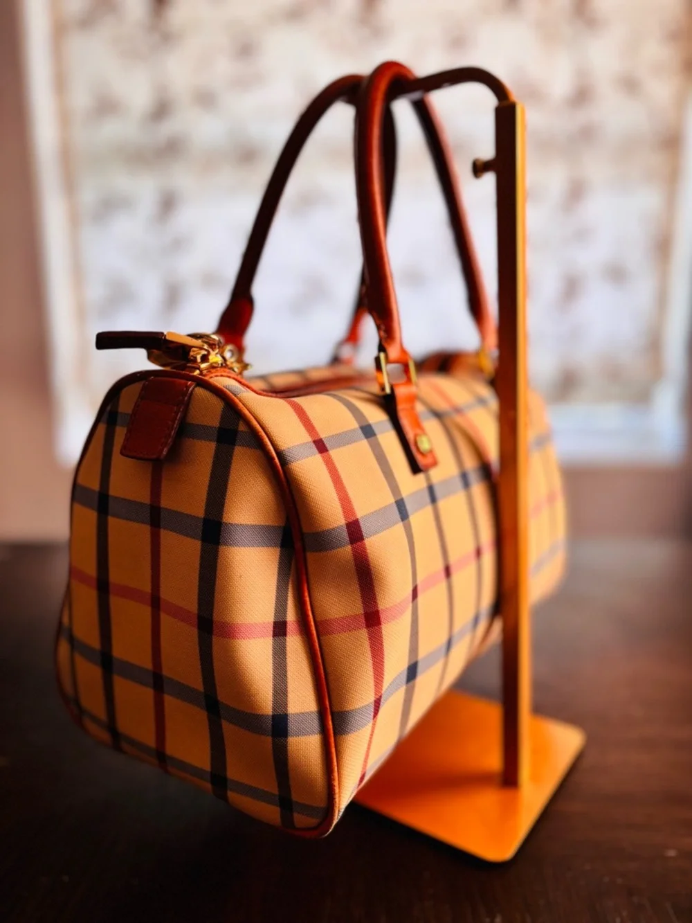 Vintage Brooks Brothers Plaid Boston Satchel Bag w/ Lock & Key